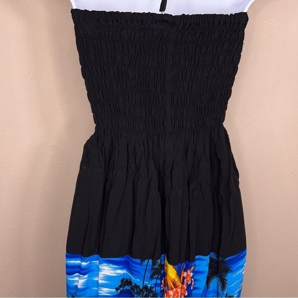 SMALL TROPICAL PRINT HALTER DRESS SLEEVELESS BEACH VACATION COLORFUL STRETCH TOP - Picture 5 of 12